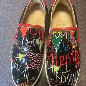 Christian Louboutin Colorful Graphic Slip-On Shoes platform size 36